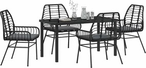vidaXL Σέτ φαγητού για κήπο 5 pcs Μαύρο συνθετικό ρατάν