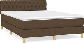 vidaXL Κρεβάτι Boxspring με Στρώμα Σκούρο Καφέ 140x200 εκ Υφασμάτινο