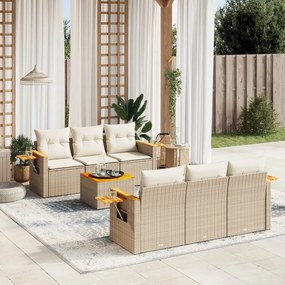 vidaXL Patio Sofa Set 6-θέσια Beige and Cream