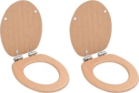 vidaXL Καλύμματα Λεκάνης Soft Close 2 τεμ. Σχέδιο Μπαμπού από MDF