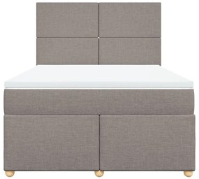 Κρεβάτι Boxspring με Στρώμα Taupe 140x200 εκ. Υφασμάτινο - Μπεζ-Γκρι