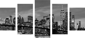 Μαγευτική γέφυρα στο Μπρούκλιν με 5 μέρη εικόνα σε ασπρόμαυρο - 200x100