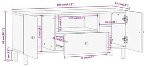 Έπιπλο Τηλεόρασης 105 x 33 x 46 εκ. από Μασίφ Ξύλο Μάνγκο - Καφέ