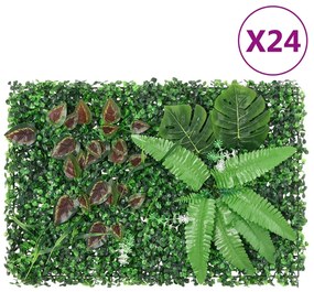  vidaXL Φράχτης 24 τεμ. Πράσινος 40 x 60 εκ. από Τεχνητό Φυτό