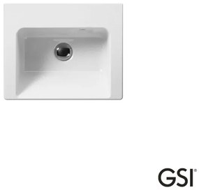GSI Norm Κρεμαστός / Ένθετος Νιπτήρας Πορσελάνης Χωρίς Οπή Μπαταρίας 42 x 34εκ White