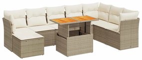 vidaXL Σαλόνι Κήπου Σετ 9 τεμ. Μπεζ Συνθετικό Ρατάν με Μαξιλάρια