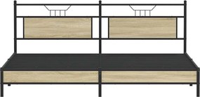vidaXL Σκελετός Κρεβ. Χωρίς Στρώμα Sonoma Δρυς 200x200 εκ. Μεταλλικό