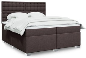 vidaXL Κρεβάτι Boxspring με Στρώμα Σκούρο Καφέ 200x200 εκ. Υφασμάτινο