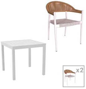 Intrahome Τραπεζαρία Kliton - Elation σετ 3τεμ Intrahome αλουμίνιο σε λευκή απόχρωση 80x80x74εκ | SKU: INTRAPA-311111805