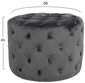 Σκαμπό KASSIE τύπου CHESTERFIELD Βελούδο Γκρί Φ60x43Υ εκ. 60x60x43 εκ.