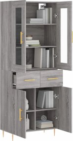 vidaXL Ντουλάπι Γκρι Sonoma 69,5 x 34 x 180 εκ. Επεξεργασμένο Ξύλο