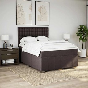 Κρεβάτι Boxspring με Στρώμα Σκούρο Καφέ 140x190 εκ. Υφασμάτινο 3293980