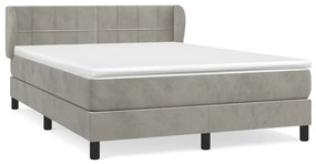 Κρεβάτι Boxspring με Στρώμα Ανοιχτό Γκρι 140x200 εκ. Βελούδινο - Γκρι