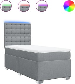 vidaXL Κρεβάτι Boxspring με Στρώμα Ανοιχτό Γκρι 100x200 εκ. Υφασμάτινο
