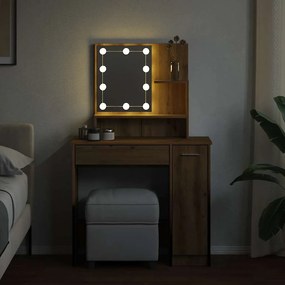 vidaXL Μπουντουάρ με LED Αρτισιανή Δρυς 86,5x35x136 εκ.
