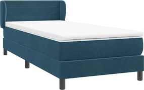 vidaXL Κρεβάτι Boxspring με Στρώμα Σκούρο Μπλε 80x220 εκ. Βελούδινο