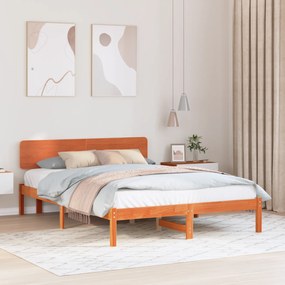 vidaXL Κρεβάτι με Κεφαλή Κερωτό Καφέ 200x200 εκ Μασίφ Ξύλο Πεύκου