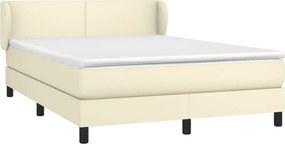 vidaXL Κρεβάτι Boxspring με Στρώμα Κρεμ 140x190εκ. από Συνθετικό Δέρμα