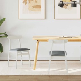 vidaXL Καρέκλα τραπεζαρίας 2 pcs Λευκό και Γκρι Στερεό Ξύλο Ραβέντι