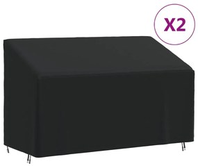 vidaXL Καλύμματα Τριθέσιων Πάγκων 2 τεμ Μαύρα 165x70x65/94εκ Ύφ.Oxford