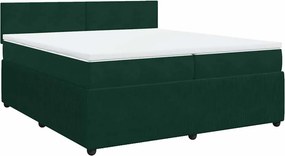 vidaXL Κρεβάτι Boxspring με Στρώμα Σκούρο Πράσινο 200x200εκ. Βελούδινο