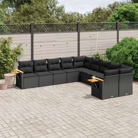 vidaXL Patio Sofa Set 10-θέσια Black