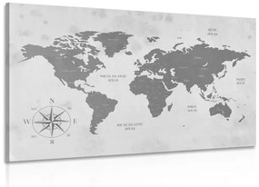 Εικόνα αξιοπρεπούς χάρτη του κόσμου σε ασπρόμαυρο - 60x40