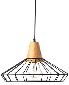 Φωτιστικό Οροφής Μονόφωτο Aca Kennedy KS174940BK Black Mat/Wood