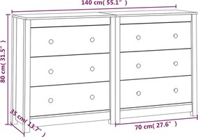 vidaXL Ντουλάπι 140x35x80 εκ. από Μασίφ Ξύλο Πεύκου