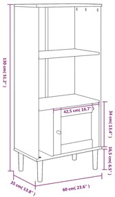 Βιβλιοθήκη SENJA Λευκό / Ρατάν 60x35x130 εκ. Μασίφ Ξύλο Πεύκου - Λευκό