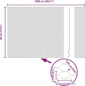 vidaXL Φράχτης Εξαγώνου Ασημί 0,4 x 10 μ Γαλβανισμένος χάλυβας