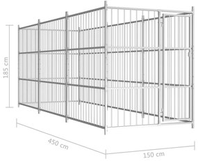 vidaXL Κλουβί Σκύλου Εξωτερικού Χώρου 450 x 150 x 185 εκ.