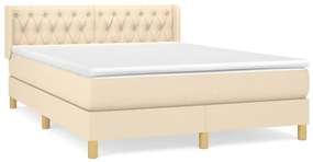 Κρεβάτι Boxspring με Στρώμα Κρεμ 140x190 εκ. Υφασμάτινο - Κρεμ