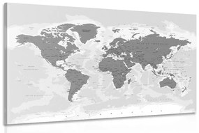 Εικόνα του παγκόσμιου χάρτη με ασπρόμαυρη απόχρωση - 60x40