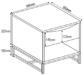 EDGE ΚΟΜΟΔΙΝΟ 1ΣΥΡΤΑΡΙ ΜΑΥΡΟ SONOMA 39x35xH50cm - 09-1107