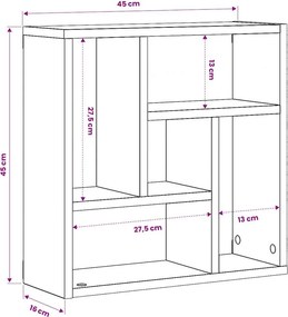 vidaXL Ραφιέρα Τοίχου Sonoma Δρυς 45 x 16 x 45 εκ. από Επεξ. Ξύλο