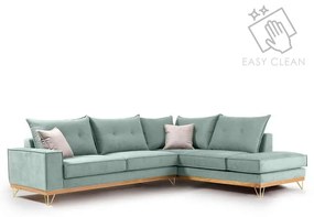 Γωνιακός καναπές αριστερή γωνία Luxury II pakoworld ύφασμα ciel-cream 290x235x95εκ