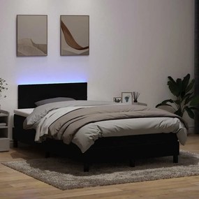 Κρεβάτι Boxspring με Στρώμα & LED Μαύρο 1120x210 εκ. Βελούδινο