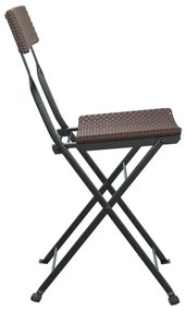 Καρέκλες Bistro Πτυσσόμενες 8 τεμ. Καφέ Συνθετικό Ρατάν&amp;Ατσάλι - Καφέ