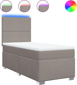 vidaXL Κρεβάτι Boxspring με Στρώμα Taupe 100 x 200 εκ. Υφασμάτινο