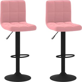 vidaXL Σκαμπό Μπαρ 2 τεμ. Ροζ Βελούδινα