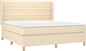 vidaXL Κρεβάτι Boxspring με Στρώμα Κρεμ 160x200 εκ. Υφασμάτινο