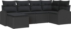vidaXL Σετ Καναπέ Κήπου 6 pcs Μαύρο συνθετικό ρατάν