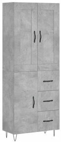 vidaXL Ντουλάπι Γκρι Σκυροδέματος 69,5x34x180 εκ. Επεξεργασμένο Ξύλο
