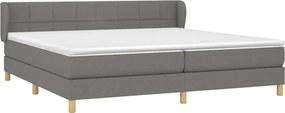 vidaXL Κρεβάτι Boxspring με Στρώμα Σκούρο Γκρι 200x200 εκ. Υφασμάτινο