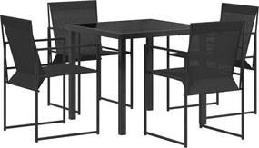 vidaXL Σέτ φαγητού για κήπο 5 pcs Μαύρο Textilene και Χάλυβας