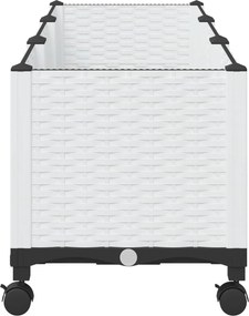 vidaXL Κήπος Γλαστράκι με Ροδάκια Λευκό 120 x 40 x 44 cm PP