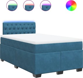 vidaXL Κρεβάτι Boxspring με Στρώμα Μπλε 120x200 εκ. Βελούδινο