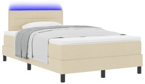 vidaXL Κρεβάτι με Βάση και Στρώμα & LED Κρέμα 120x200 εκ Υφάσματος