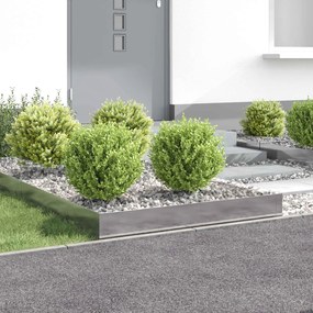 vidaXL Περίγραμμα γκαζόν 4 τμχ. 100 x 100 x 20 cm Ατσάλι Ασημί